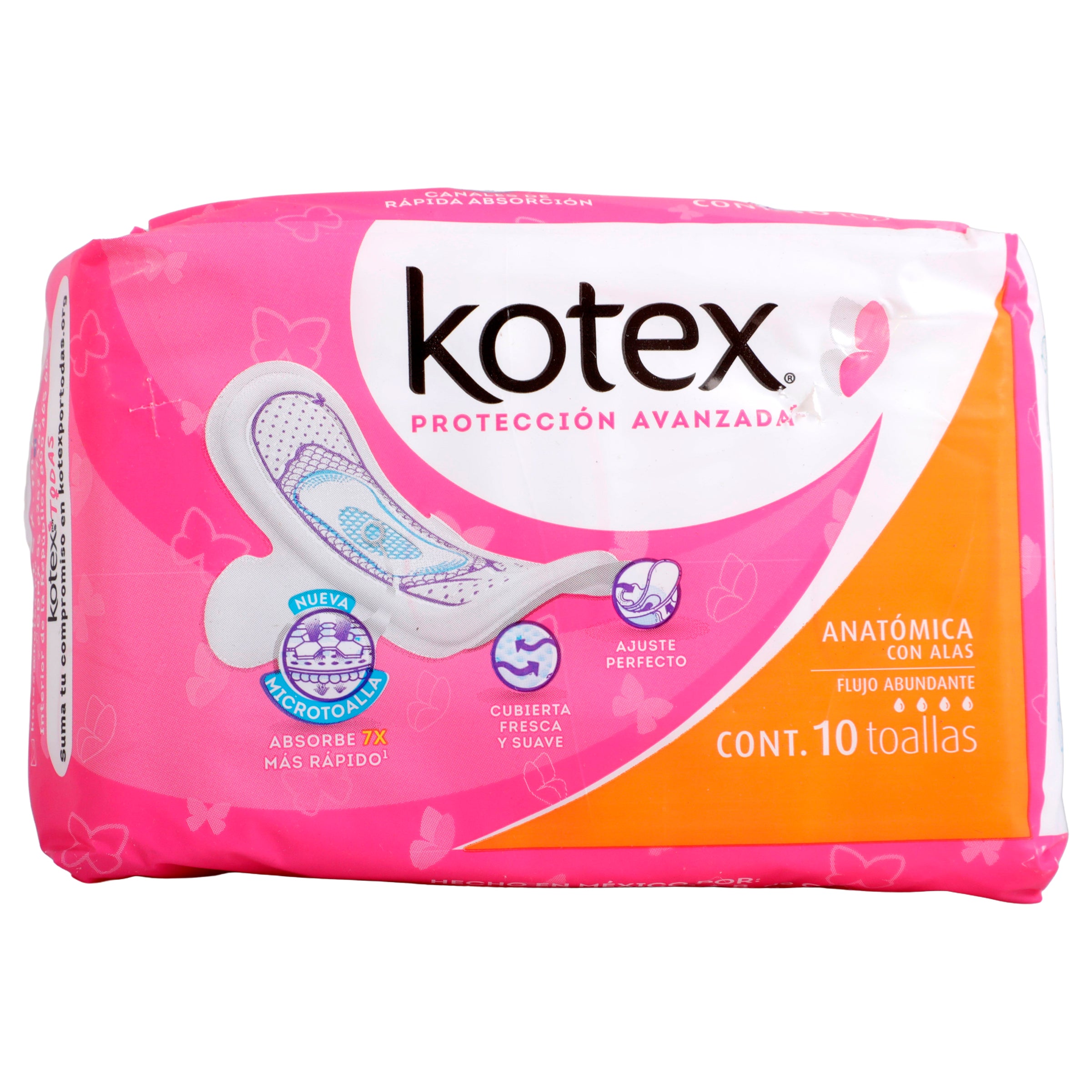 Toalla Kotex regular con alas 10 pz
