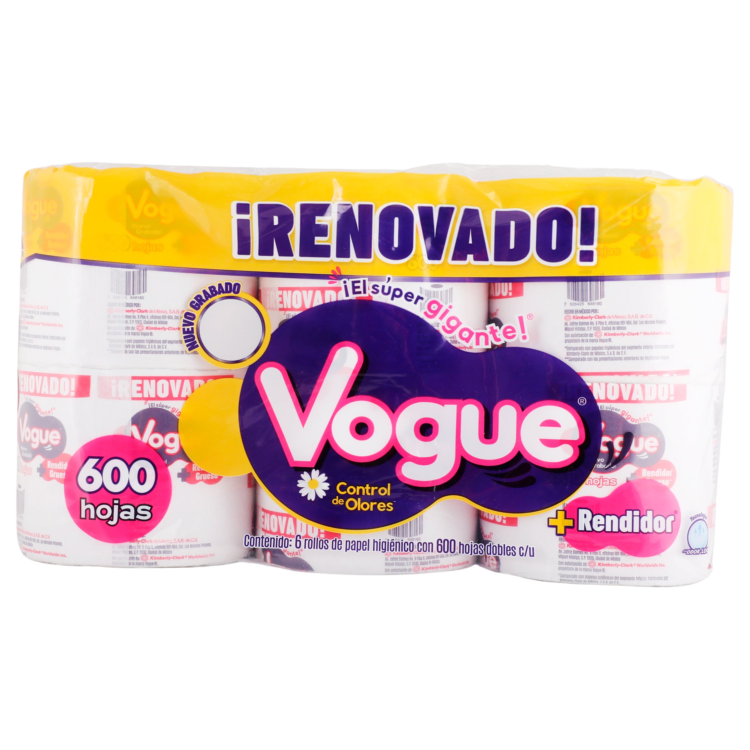 Papel vogue manz higienico 600 hj 6 rollos