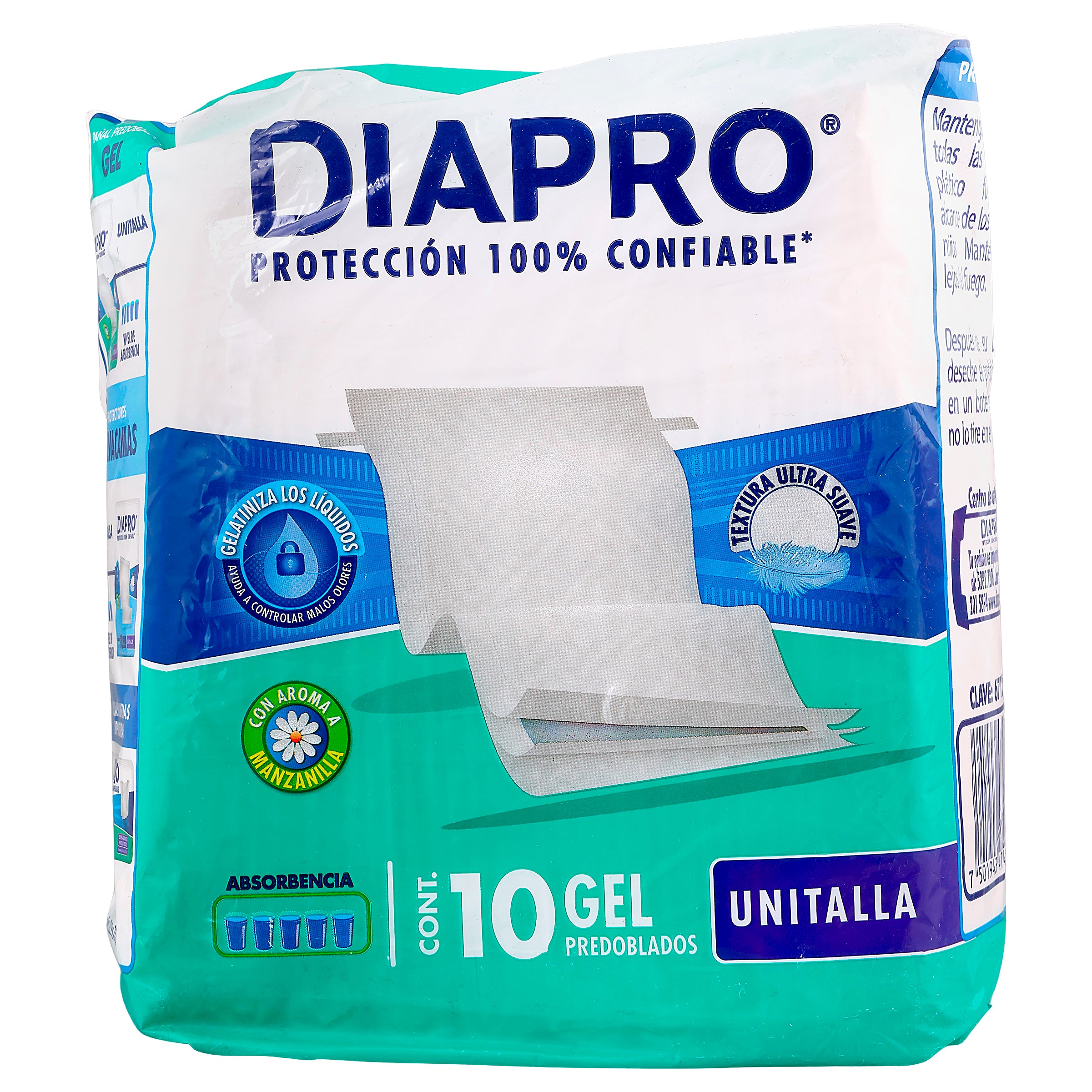 Pañal adulto Diapro predoblado gel 10 pz