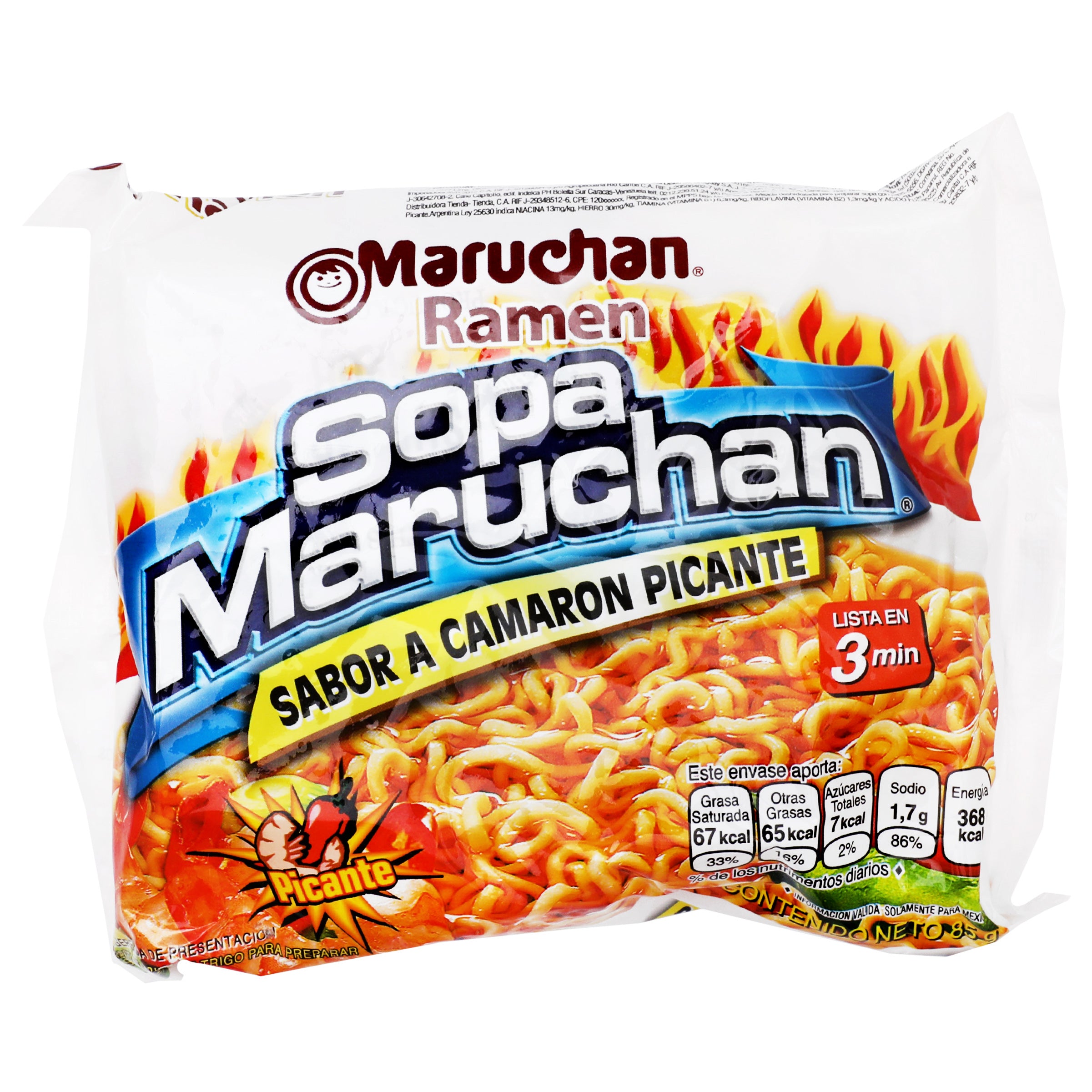 Sopa inst Maruchan ramen camaron picante 85 gr