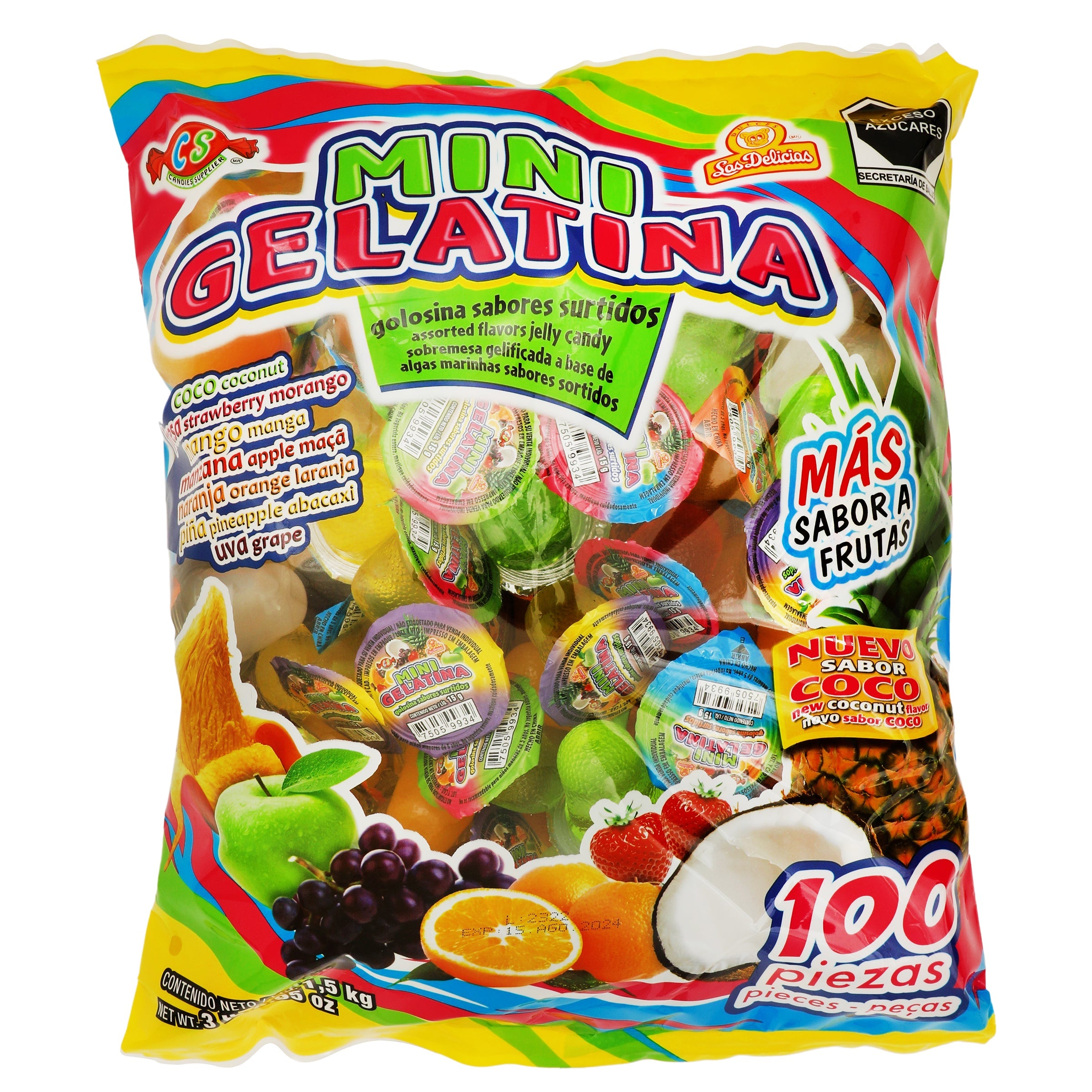 Mini gelatina bolsas las Delicias 100 pz