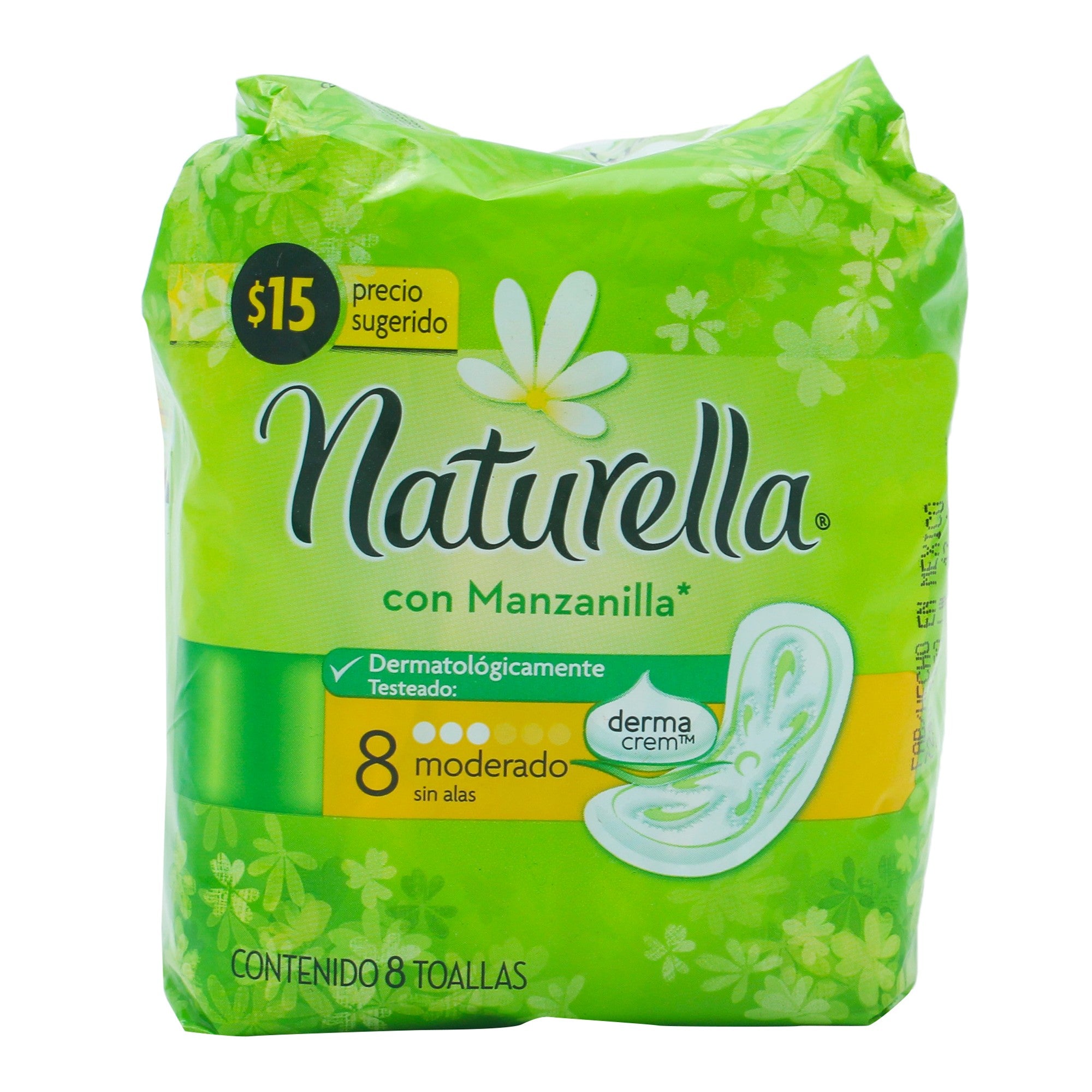 Toalla Naturella flujo mod sin alas 8 pz